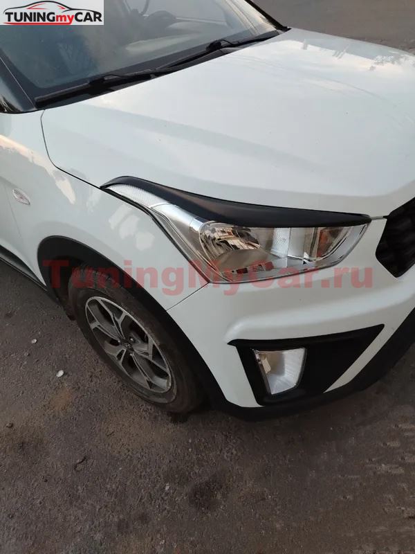 Накладки на передние фары (реснички) для Hyundai Creta 2015-2021