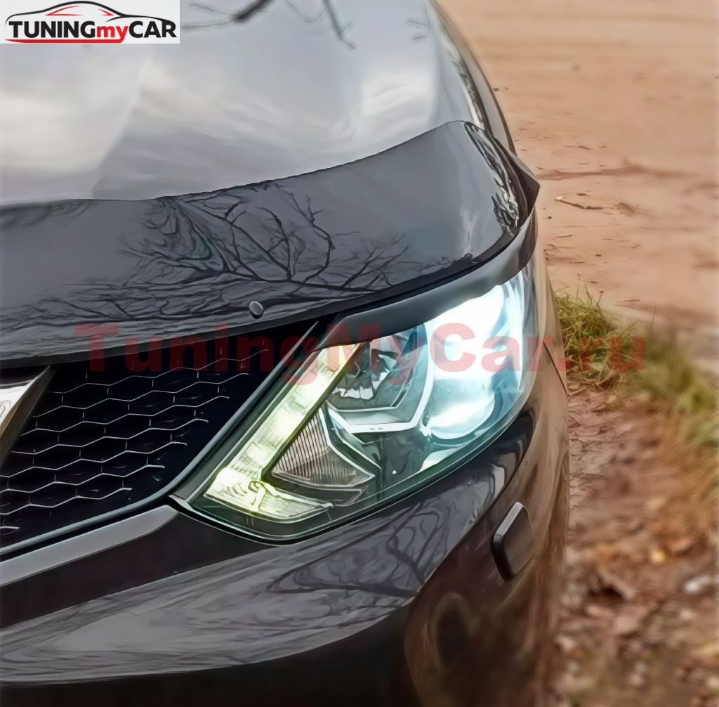 Накладки на фары (реснички) для Nissan Qashqai 2013-2017