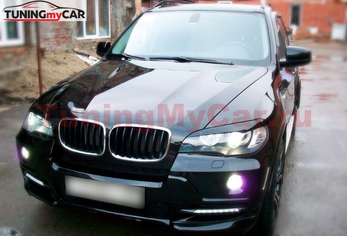 Накладки на фары (реснички) широкие для BMW X5 E70 (БМВ Х5 Е70) 2006 - 2013