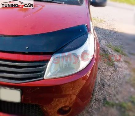 Накладки на передние фары (Реснички) Renault Sandero 2009-2013, Sandero Stepway 2009-2013