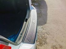 Накладка на задний бампер со скотчем для Volkswagen Polo VI 2020-2022