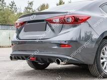 Диффузор заднего бампера для Mazda 3 var №2(с килями) (2013, 2014, 2015)