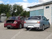 Бампер задний для Mitsubishi Lancer IX в стиле INGS Extreem под двойной выхлоп