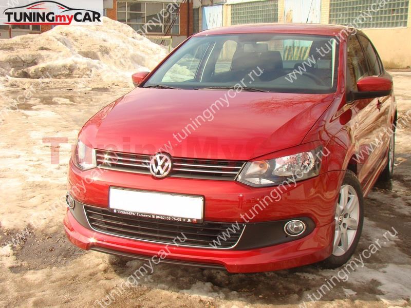 Юбка переднего бампера для VW Polo Sedan  (2010-2015)