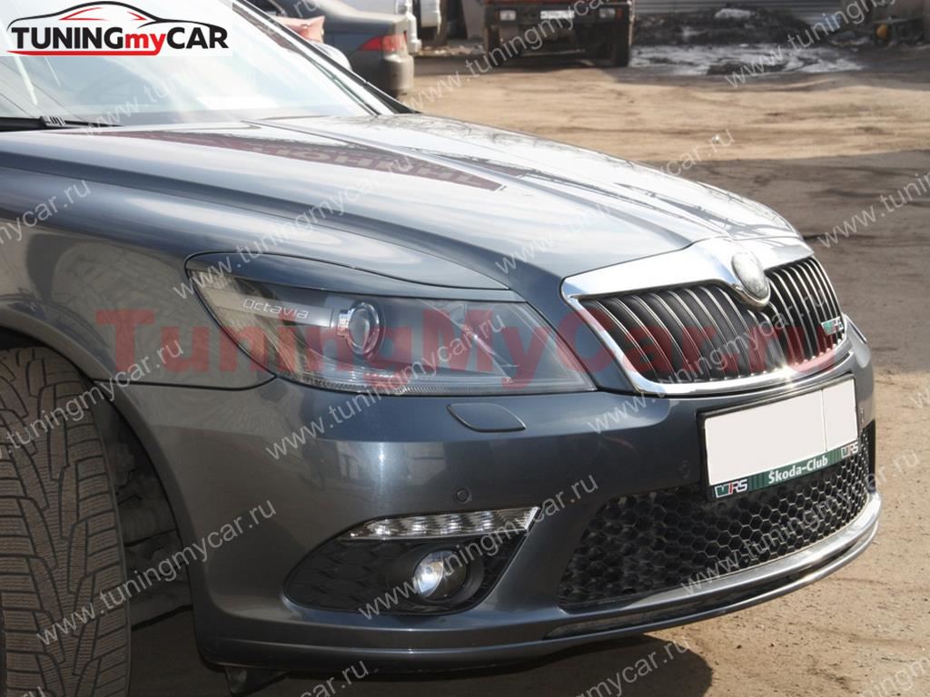 Реснички на фары Skoda Octavia II FL
