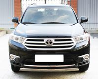 Защита переднего бампера D75X42 (дуга) для Toyota Highlander 2010-2013