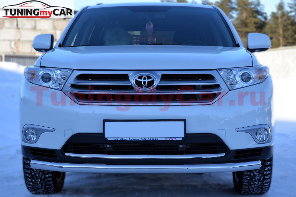 Защита переднего бампера D63 (секции) для Toyota Highlander 2010-2013