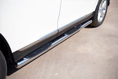 Пороги труба D76 с накладками (вариант 3) для Toyota Highlander 2010-2013