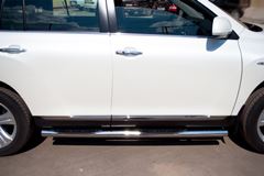 Пороги труба D76 с накладками (вариант 3) для Toyota Highlander 2010-2013