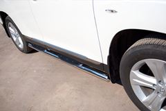 Пороги труба D76 с накладками (вариант 3) для Toyota Highlander 2010-2013