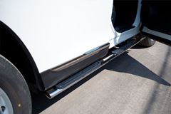 Пороги труба D75х42 овал с накладками для Toyota Highlander 2010-2013