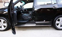 Пороги труба D75х42 овал с листом (нерж 2мм) для Toyota Highlander 2010-2013