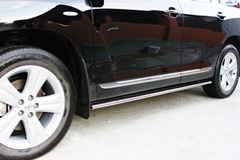 Пороги труба D75х42 овал с листом (нерж 2мм) для Toyota Highlander 2010-2013