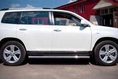 Пороги труба D63 (вариант 3) для Toyota Highlander 2010-2013