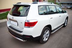 Защита заднего бампера D76(дуга) для Toyota Highlander 2010-2013