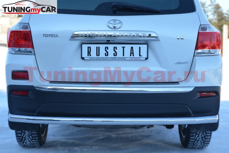 Защита заднего бампера D63 (секции) для Toyota Highlander 2010-2013