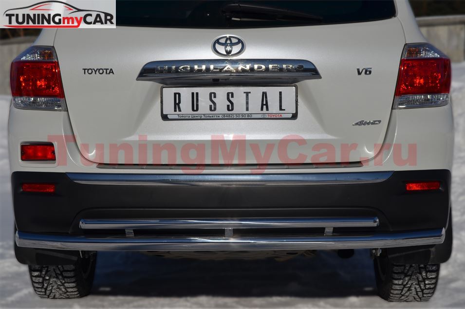 Защита заднего бампера D63 (секции)/ D42 (дуга) для Toyota Highlander 2010-2013