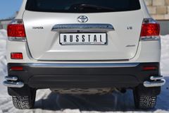 Защита заднего бампера уголки D63/42 для Toyota Highlander 2010-2013