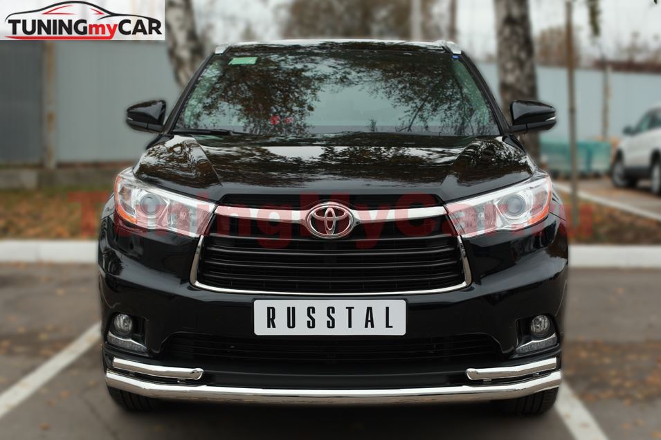 Защита переднего бампера D63 (секции) D42х2 (уголки) для Toyota Highlander 2014-