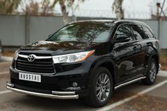 Защита переднего бампера D63 (секции) D42х2 (уголки) для Toyota Highlander 2014-