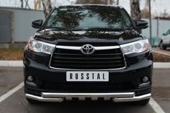Защита переднего бампера D63 (дуга) D63 (уголки)+клыки для Toyota Highlander 2014-