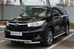 Защита переднего бампера D63 (дуга) D63 (уголки)+клыки для Toyota Highlander 2014-