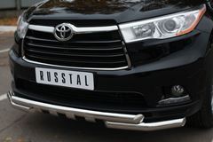 Защита переднего бампера D63 (дуга) D63 (уголки)+клыки для Toyota Highlander 2014-