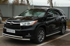 Пороги труба D42 с листом для Toyota Highlander 2014-