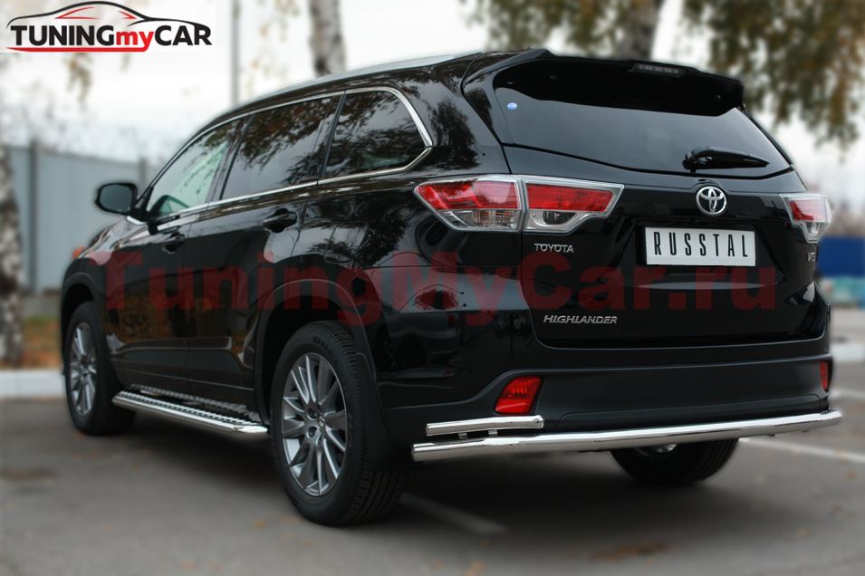 Защита заднего бампера D63 (секции) D42 (уголки) для Toyota Highlander 2014-