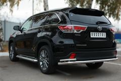 Защита заднего бампера D63 (секции) D42 (уголки) для Toyota Highlander 2014-