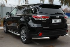 Защита заднего бампера уголки D63(секции) для Toyota Highlander 2014-