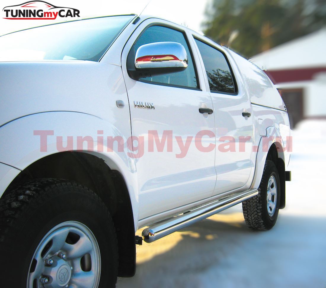 Пороги труба D76 (вариант 3) для Toyota Hilux 2009-2014