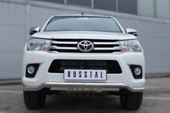 Защита переднего бампера D63 (волна) с декор надписью для Toyota Hilux 2015-