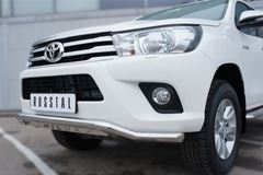 Защита переднего бампера D63 (волна) с декор надписью для Toyota Hilux 2015-