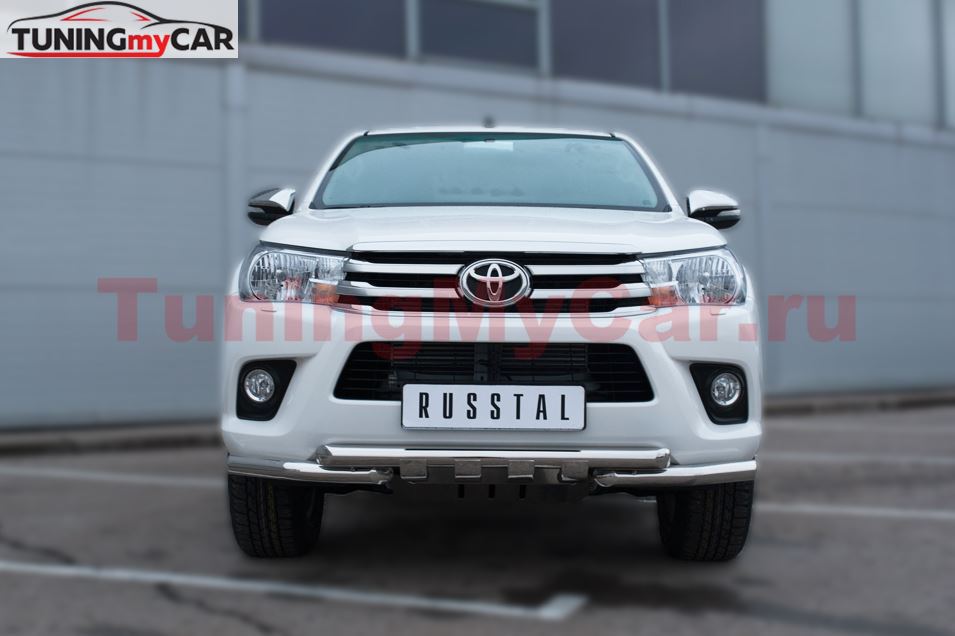 Защита переднего бампера D63 (дуга) D63 (уголки)+клыки для Toyota Hilux 2015-