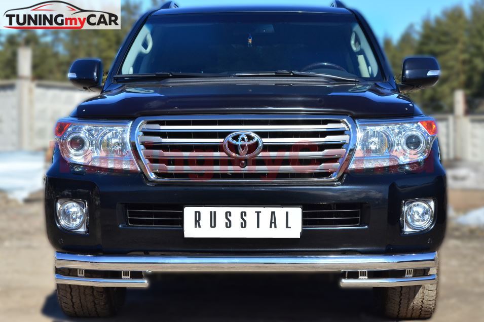 Защита переднего бампера D76 (секции) D42 (уголки) для Toyota Land Cruiser 200 2012-2015