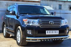Защита переднего бампера D76 (секции) D42 (уголки)+зубы для Toyota Land Cruiser 200 2012-2015