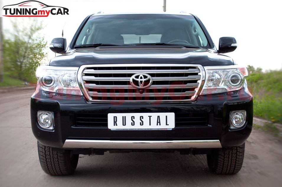 Защита переднего бампера 75х42 для Toyota Land Cruiser 200 2012-2015