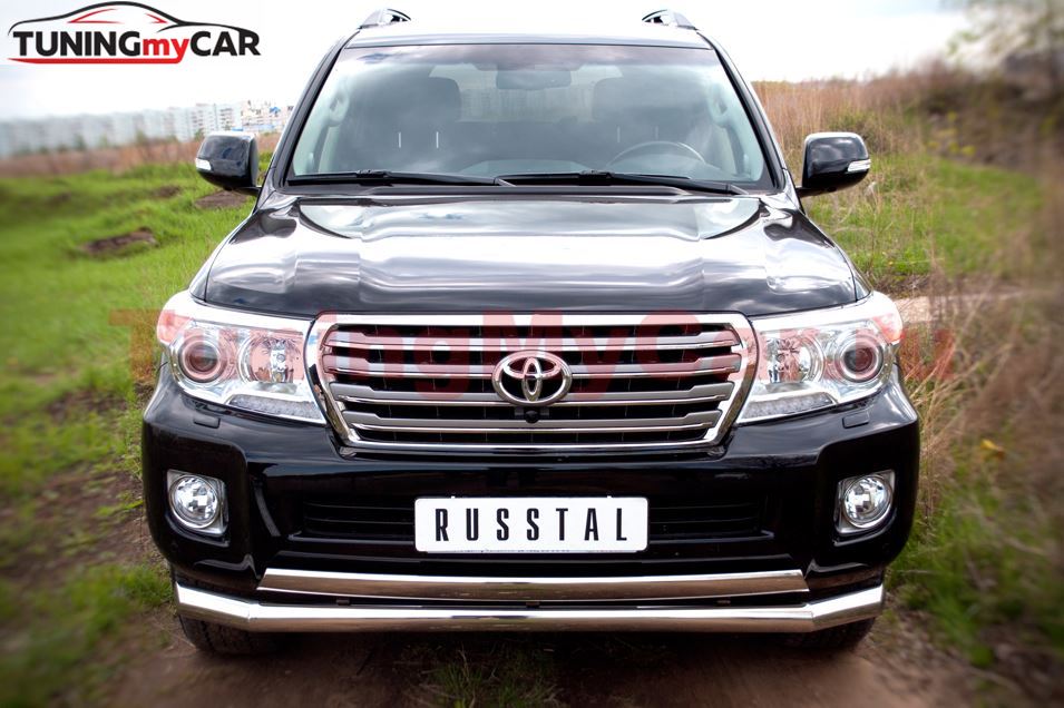 Защита переднего бампера 76/75х42 для Toyota Land Cruiser 200 2012-2015