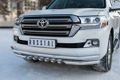 Защита переднего бампера D63 (секции) D63 (уголки)+D42 (зубы) (кроме EXECUTIVE) для Toyota Land Cruiser 200 2015-