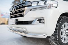Защита переднего бампера D76 (секции) D75X42 (дуга)+декор паз (кроме EXECUTIVE) для Toyota Land Cruiser 200 2015-