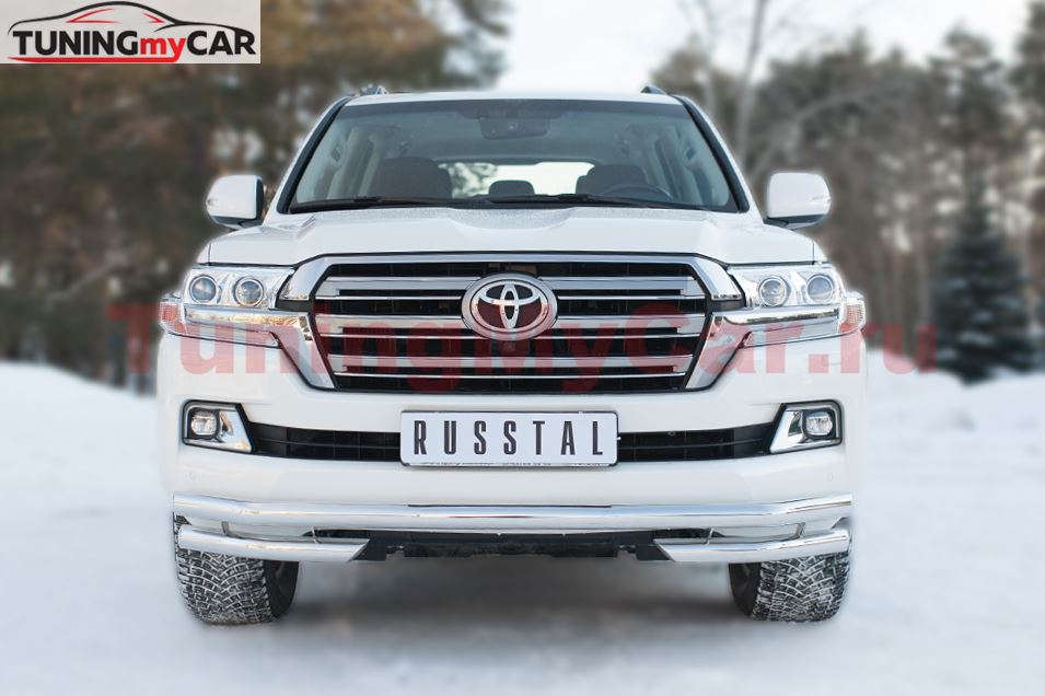 Защита переднего бампера D63 (секции) D63 (уголки) (кроме EXECUTIVE) для Toyota Land Cruiser 200 2015-