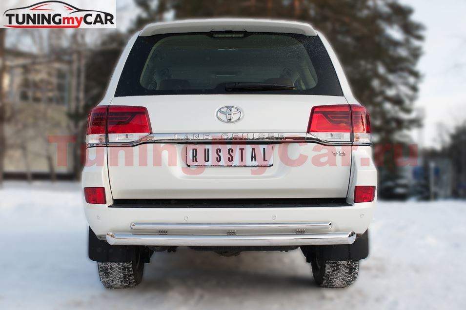 Защита заднего бампера D76 (дуга) D42 (дуга)+декор паз (кроме EXECUTIVE) для Toyota Land Cruiser 200 2015-