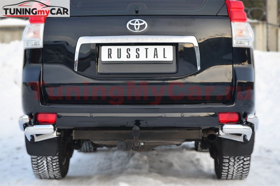 Защита заднего бампера уголки D76(секции) D63 (секции) для Toyota LC Prado 150 2009-2012