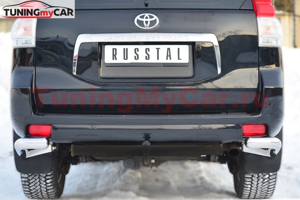 Защита заднего бампера уголки D76(секции) для Toyota LC Prado 150 2009-2012