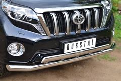 Защита переднего бампера D76 (секции) 75х42 (дуга)+декор паз для Toyota LC Prado 150 2014-