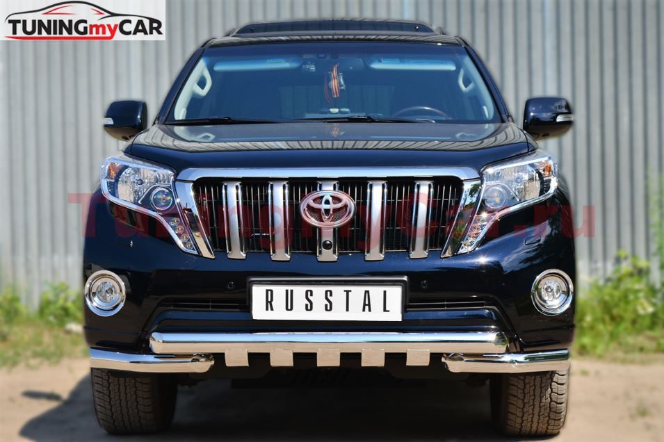 Защита переднего бампера D76 (дуга) D76 (секции)+клыки для Toyota LC Prado 150 2014-