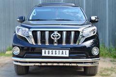 Защита переднего бампера D63 (секции) D63 (уголки)+D42 (зубы) для Toyota LC Prado 150 2014-