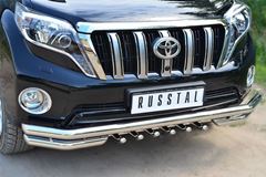 Защита переднего бампера D63 (секции) D63 (уголки)+D42 (зубы) для Toyota LC Prado 150 2014-