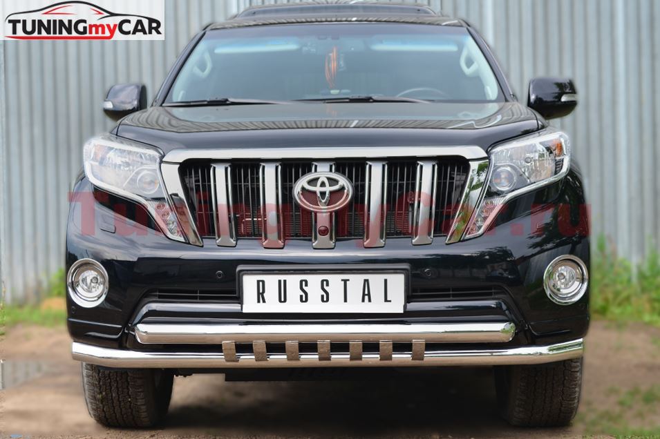 Защита переднего бампера D63 (секции) D63 (секции)+декор для Toyota LC Prado 150 2014-